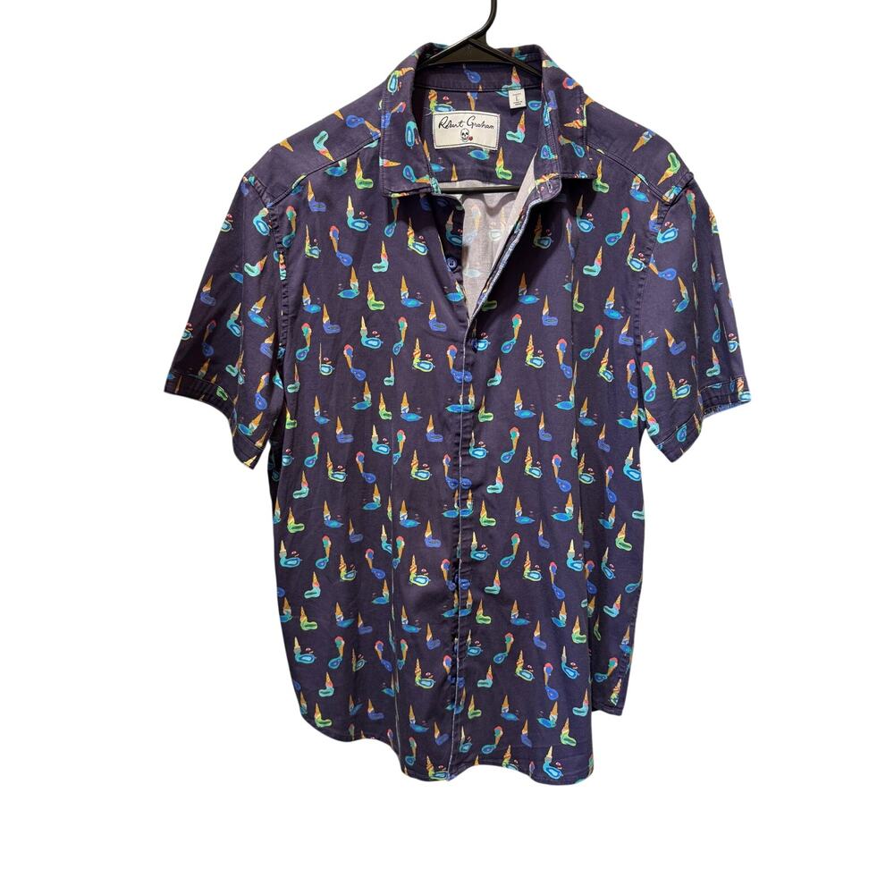 Robert Graham Ice Cream Print Short Sleeve Button Up Shirt Size L